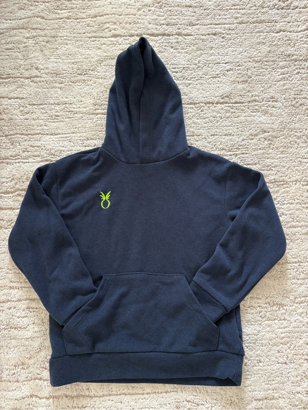 Dudley Stephens navy pullover with white logo label